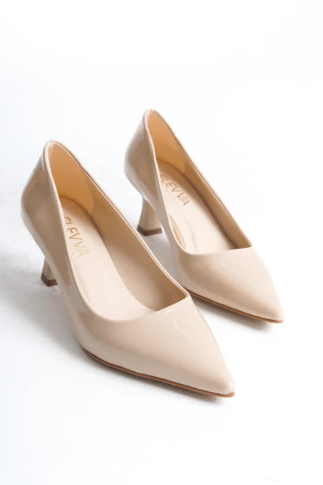 Bej Rugan Kısa Topuklu Stiletto - Kadeh Topuk 6 cm | Şıklığın ve Rahatlığın İdeal Seçimi