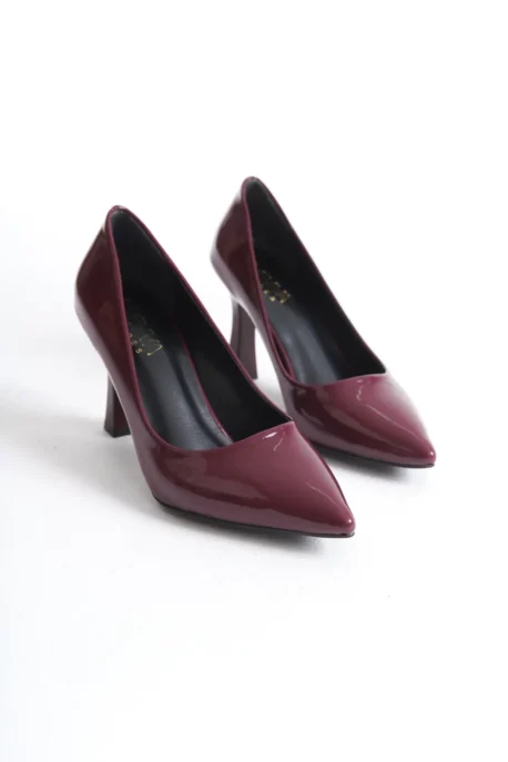 Bordo Rugan Kadeh Topuklu Stiletto - 9 cm | Zarif ve Şık Kadın Ayakkabısı