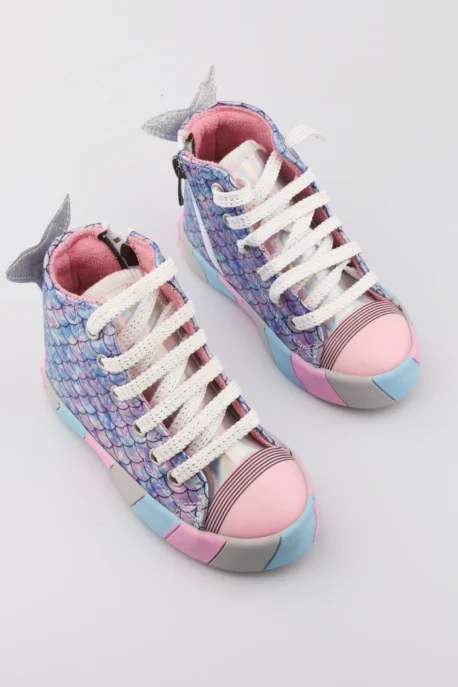 Unicorn Pullu Işıklı Kız Çocuk Sneaker Mor Ayakkabı