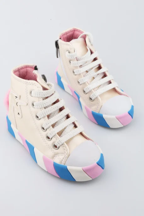 Unicorn Desenli Işıklı Krem Kız Çocuk Sneaker Ayakkabı